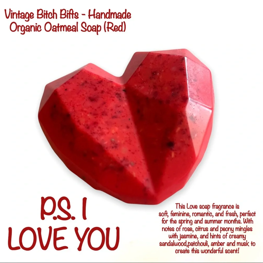 New VintageBitch Gifts - P.S. I Love You Organic Oatmeal Soap - Red PRICE FIRM